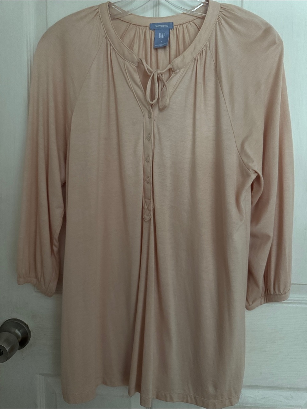 GAP Women's Light Beige Tie-Neck Tunic Top